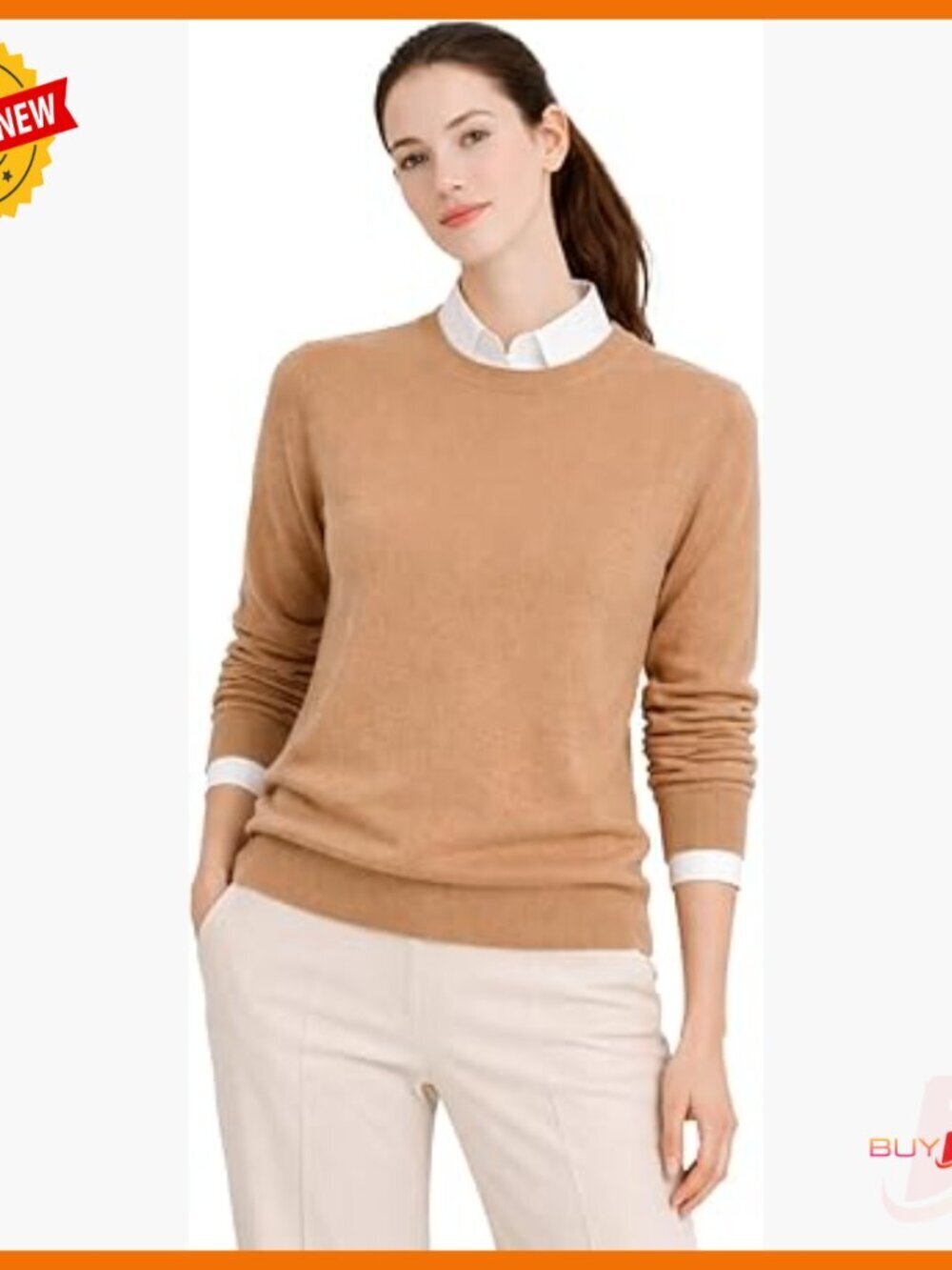 100% Pure Cashmere Crewneck Sweater Long Sleeve Pullover Women's Size Small